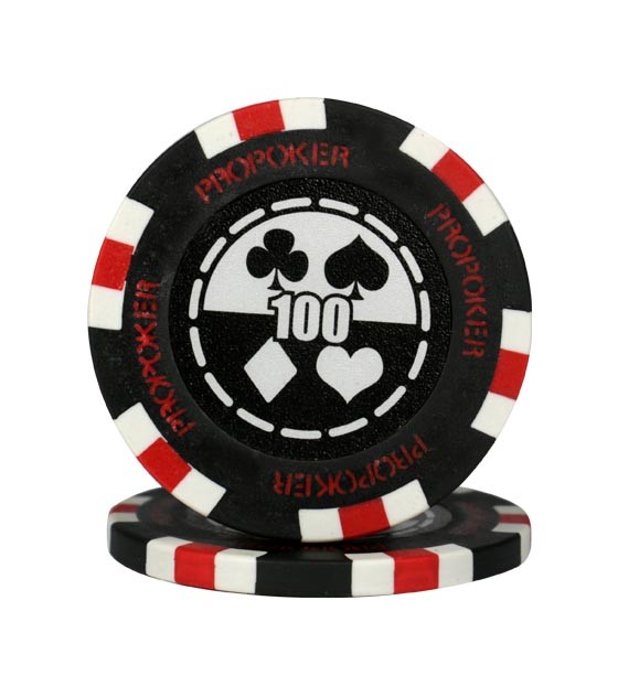 Pro Poker clay chip black (100), roll of 25