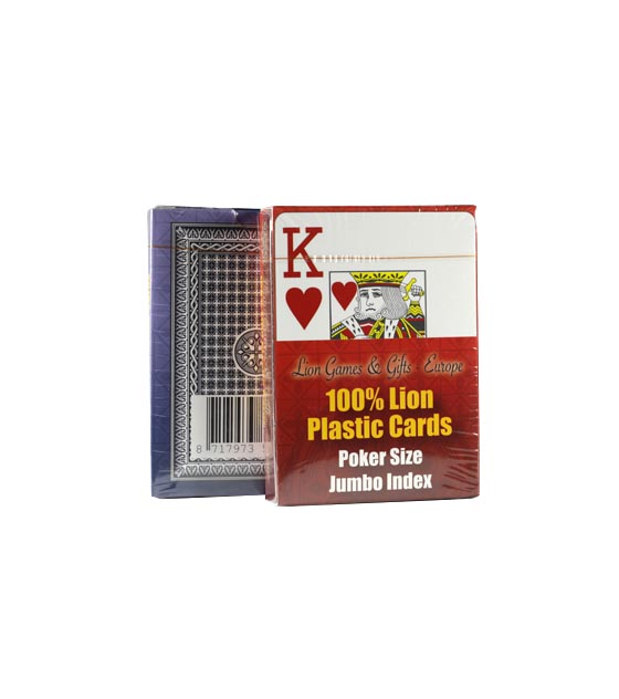 100% Lion Plastic Cards Jumbo index Single Deck